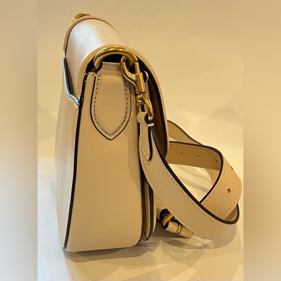 COACH C0749 Ivory/Beige BEAT Saddle Crossbody Glovetanned Leather Bag - Picture 13 of 16